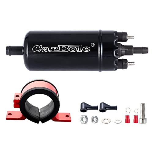 CarBole External In Line Fuel Pump: 116 PSI High Pressure Unversal 12V Electric Pump Injection Systems Replacement for 0580464070 With Mounting Bracket Clamp (Black) - Image 1
