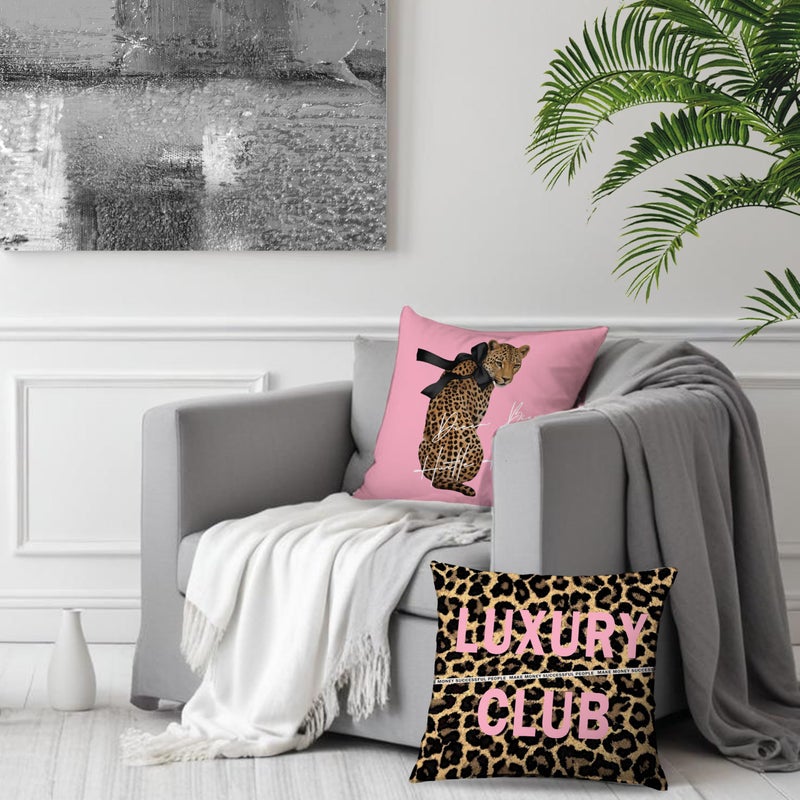 LUKIPOM Trendy Pink Leopard Pillow Covers 18x18 Set of 2, Leopard Cheetah Print Room Decor, Girly Bedroom Decor, Funky Preppy Y2K Aesthetic Cheetah Decorative Throw Pillow Covers - Image 3