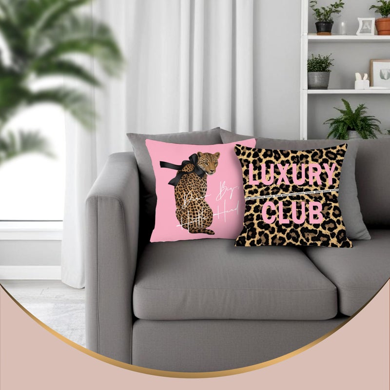 LUKIPOM Trendy Pink Leopard Pillow Covers 18x18 Set of 2, Leopard Cheetah Print Room Decor, Girly Bedroom Decor, Funky Preppy Y2K Aesthetic Cheetah Decorative Throw Pillow Covers - Image 4