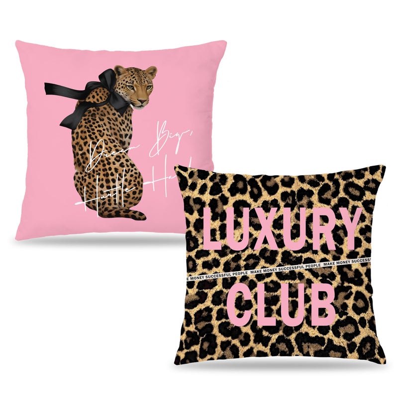 LUKIPOM Trendy Pink Leopard Pillow Covers 18x18 Set of 2, Leopard Cheetah Print Room Decor, Girly Bedroom Decor, Funky Preppy Y2K Aesthetic Cheetah Decorative Throw Pillow Covers - Image 1