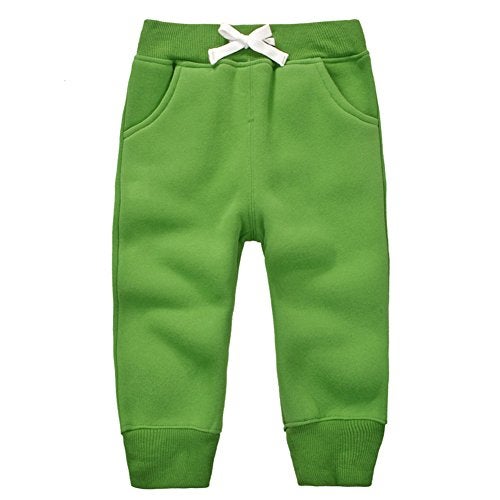 CuteOn Unisex Toddler Jogger Pants Kids Cotton Elastic Waist Winter Baby Sweatpants Pants 2Years Grass Green - Image 1
