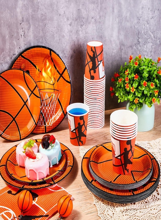 Domensi 200 Pcs Basketball Party Supplies Tableware Set for 50 Guests Includes Basketball Plates and Napkins and Cups Birthday Party Decorations Favors Sport Disposable Paper Dinnerware Kits - Image 5