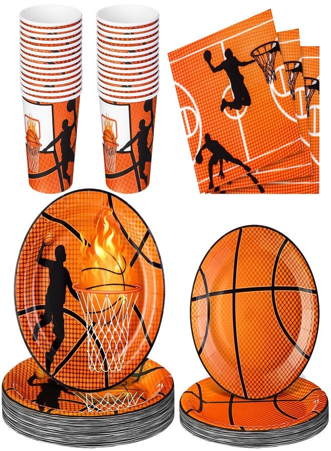 Domensi 200 Pcs Basketball Party Supplies Tableware Set for 50 Guests Includes Basketball Plates and Napkins and Cups Birthday Party Decorations Favors Sport Disposable Paper Dinnerware Kits - Image 1