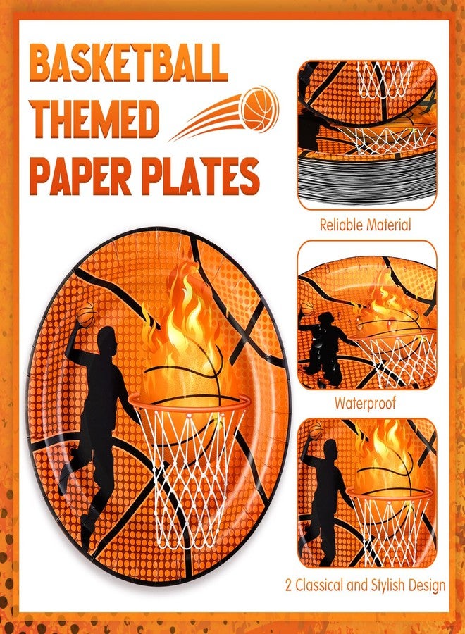 Domensi 200 Pcs Basketball Party Supplies Tableware Set for 50 Guests Includes Basketball Plates and Napkins and Cups Birthday Party Decorations Favors Sport Disposable Paper Dinnerware Kits - Image 3