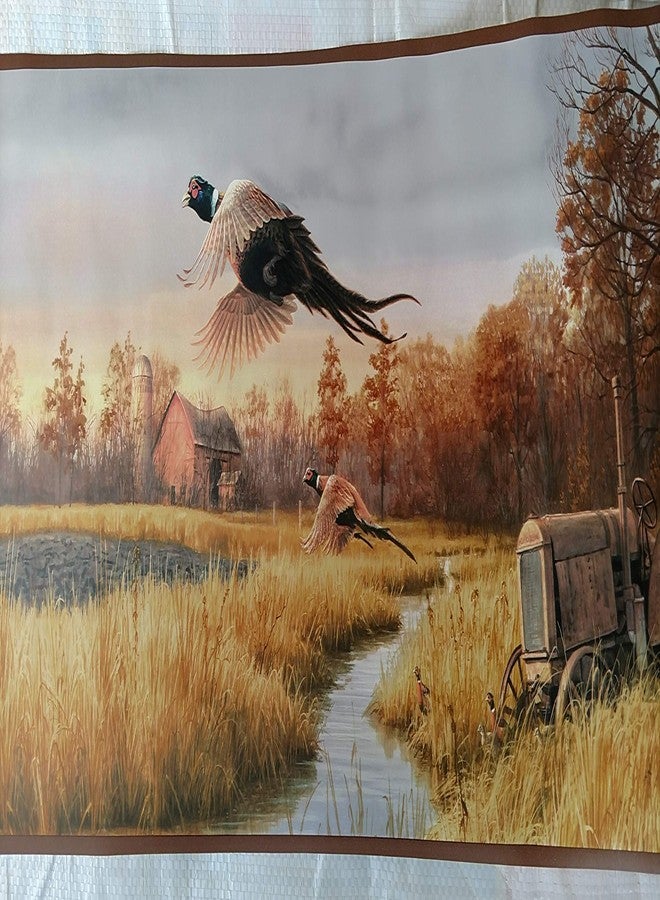 Seabrook Pheasants Tractor Farm Scene Wallpaper Border - Brown - Image 2
