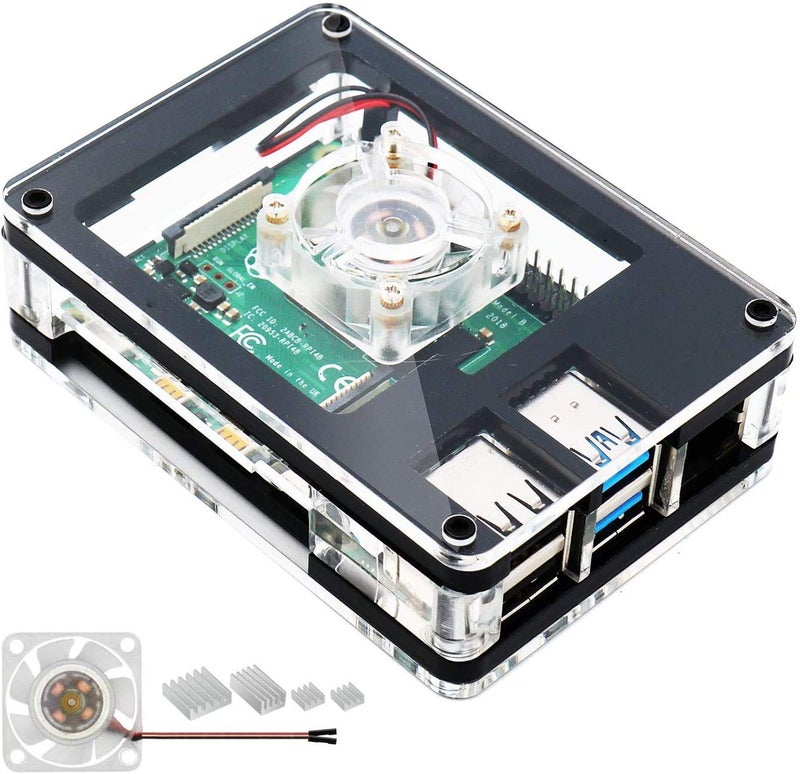 REES52 Raspberry Pi 4 B Motherboard Shell Acrylic Case with Cooling Fan for Raspberry Pi 4 Model B - Image 1