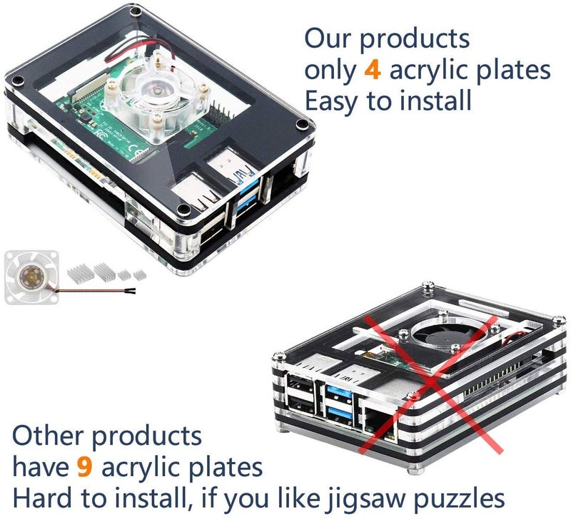 REES52 Raspberry Pi 4 B Motherboard Shell Acrylic Case with Cooling Fan for Raspberry Pi 4 Model B - Image 2