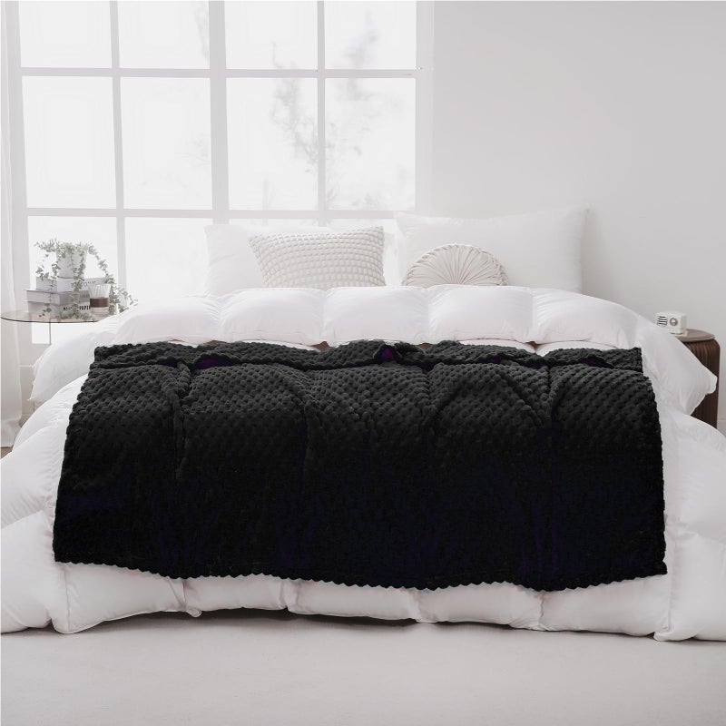 Puncuntex Black Throw Blanket 50"Ã—60" inches Fuzzy 3D Jacquard Decorative Flannel Fleece Super Soft Plush Cozy Blanket for Couch Sofa Chair Lightweight - Image 4