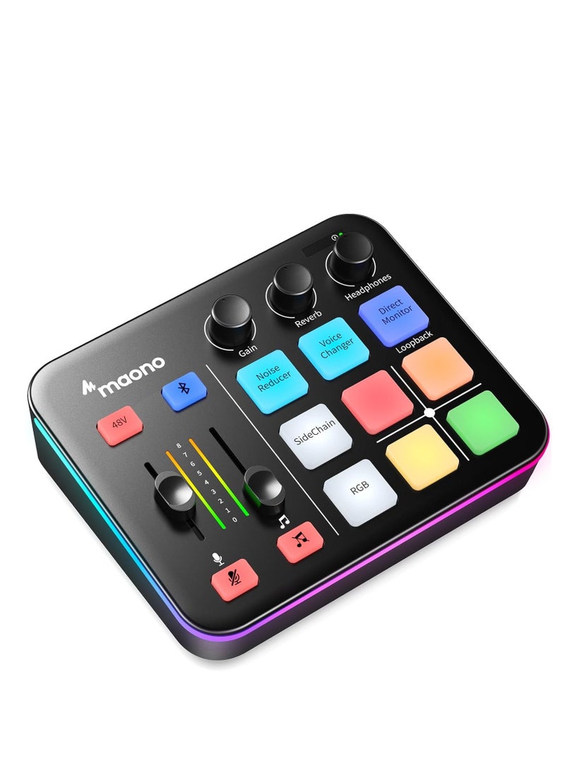 ماونو Maonocaster G1 NEO Audio Mixer For Game Streaming – RGB Lighting, Voice Effects, XLR Support – Black - Image 1