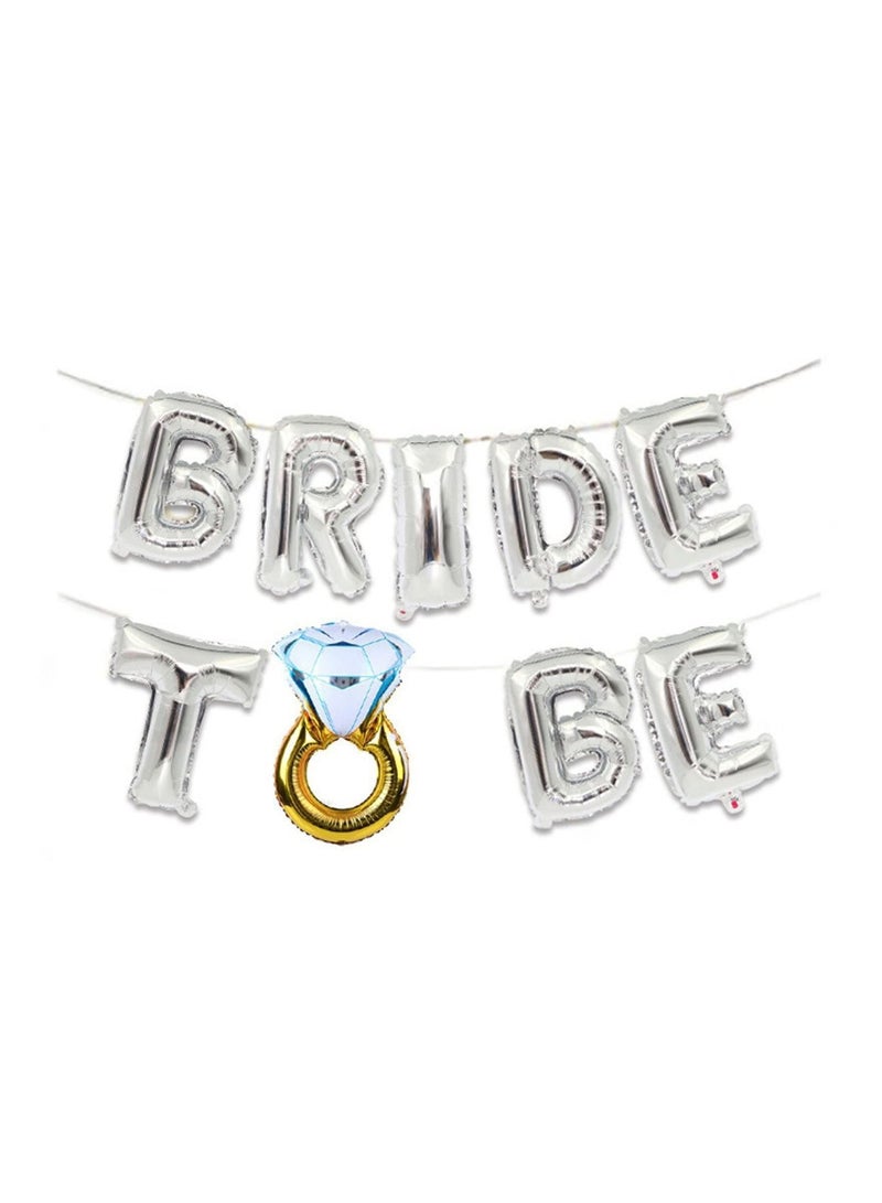 Y&D Bride To Be Balloons Set, SYOSI Blue Diamond Gold Ring Balloon, 16 Inch for Bridal Shower Decorations, Sweet Wedding Room Decoration, Party Decorations Supplies with Straw and Drawstring (Silver)  - Image 1