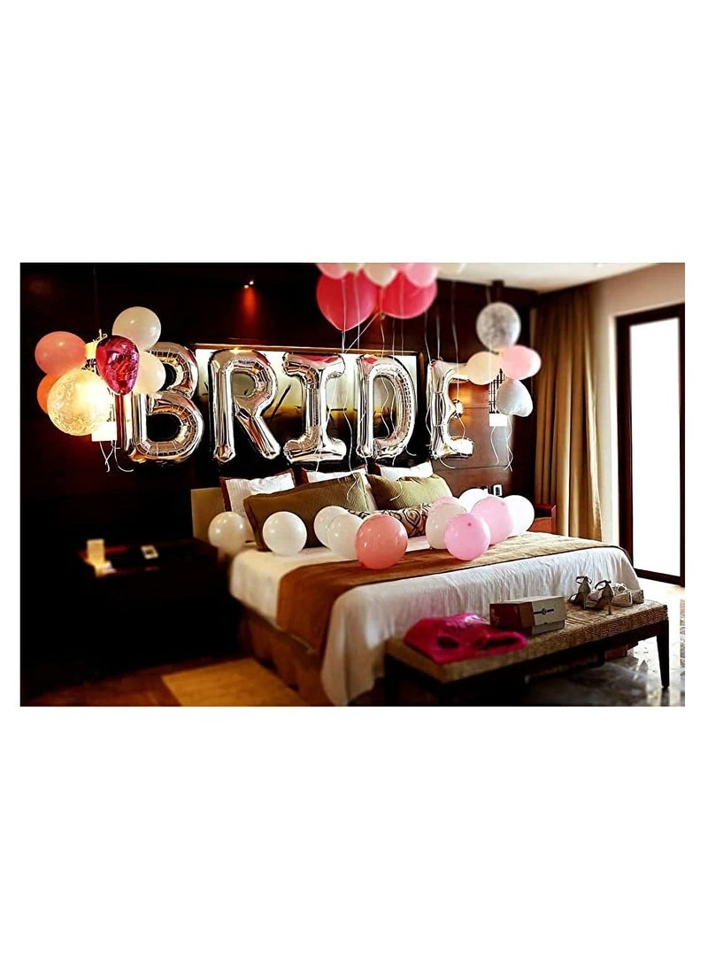 Y&D Bride To Be Balloons Set, SYOSI Blue Diamond Gold Ring Balloon, 16 Inch for Bridal Shower Decorations, Sweet Wedding Room Decoration, Party Decorations Supplies with Straw and Drawstring (Silver)  - Image 4