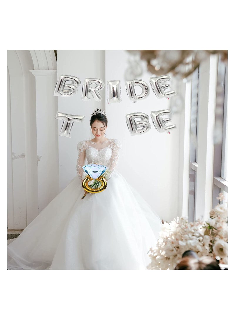 Y&D Bride To Be Balloons Set, SYOSI Blue Diamond Gold Ring Balloon, 16 Inch for Bridal Shower Decorations, Sweet Wedding Room Decoration, Party Decorations Supplies with Straw and Drawstring (Silver)  - Image 3