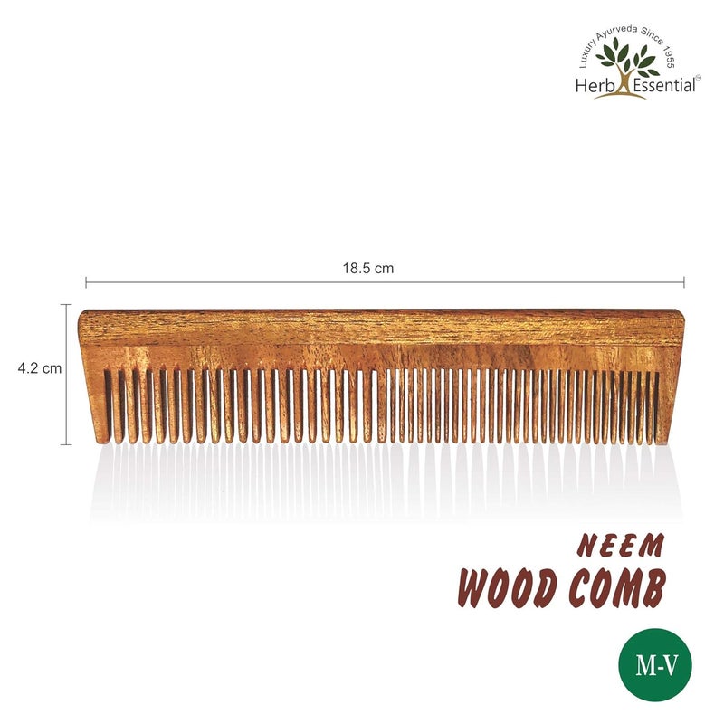 Herb Essential Herb Essential Handcrafted Neem Wood Comb Anti Dandruff NonStatic and Ecofriendly Great for Scalp and Hair health Model V Pack of 2  - Image 2