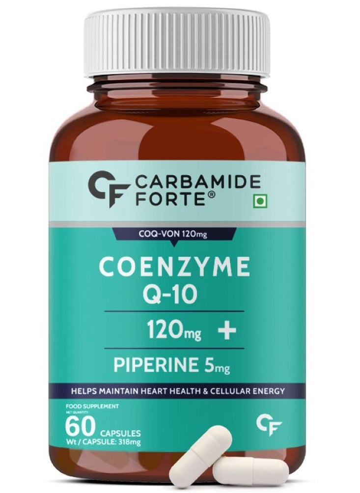 CARBAMIDE FORTE Coenzyme Q10, CoQ10 120mg With Piperine 5mg – 60 Capsules  - Image 1