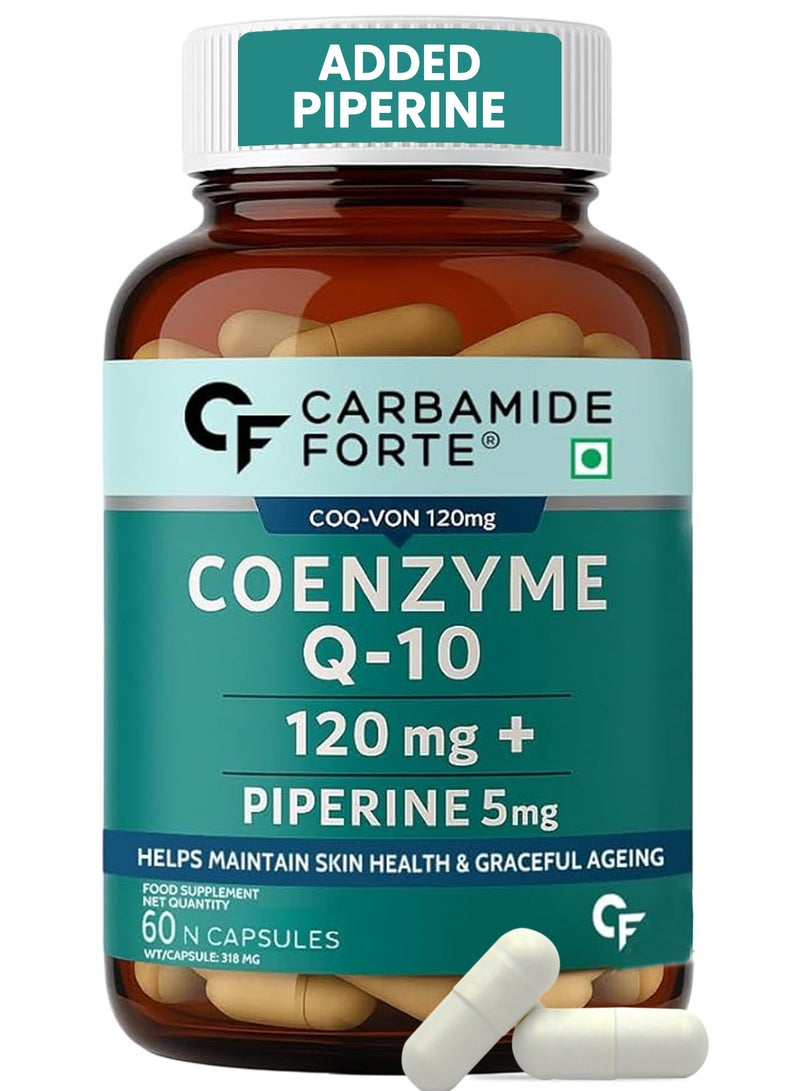 CARBAMIDE FORTE Coenzyme Q10, CoQ10 120mg With Piperine 5mg – 60 Capsules - Image 1