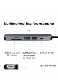 Generic 6-In-1 USB-C Hub Type C To 4K HDMI USB3.0 DP Adapter Docking Station Converter  - Image 4