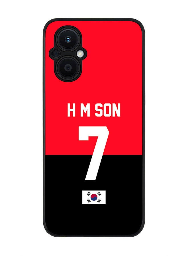 Stylizedd Rugged Black edge case for Oppo Reno7 Z  Slim fit Soft Case Flexible Rubber Edges Anti Drop TPU Gel Thin Cover - Football Team - South Korea Player Name - H M Son - Image 1