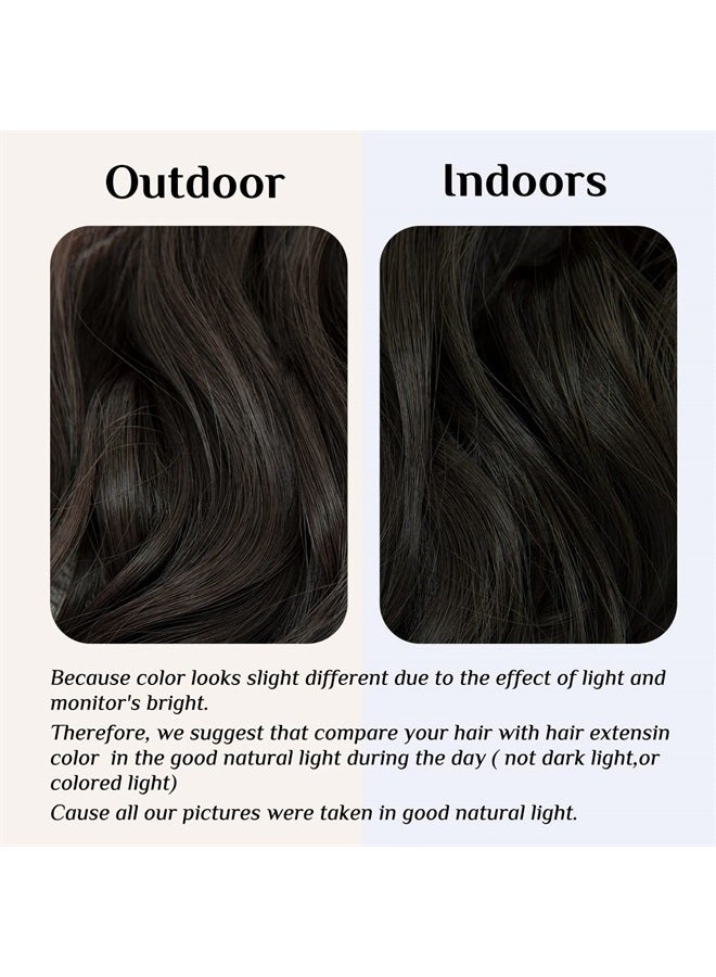 SARLA Black Brown Invisible Wire Hair Extensions Straight Long Synthetic Hairpieces 22 Inch Adjustable Transparent Headband for Women No Clip - Image 2