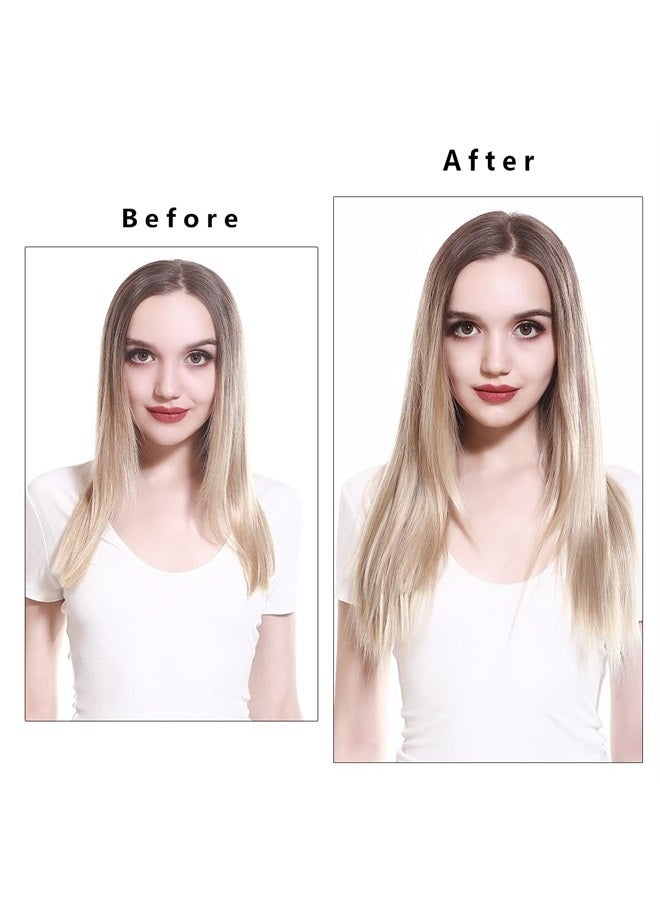 SARLA Black Brown Invisible Wire Hair Extensions Straight Long Synthetic Hairpieces 22 Inch Adjustable Transparent Headband for Women No Clip - Image 4