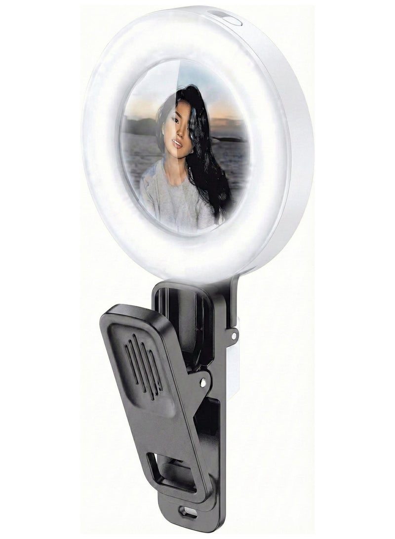 PLOKAMA LED Ring Light, 180° Rotating Fill Light with 6 Adjustable Color Temperatures, Universal Clip-On Phone Light, 180 Min Battery Life, U20 Model - Image 1