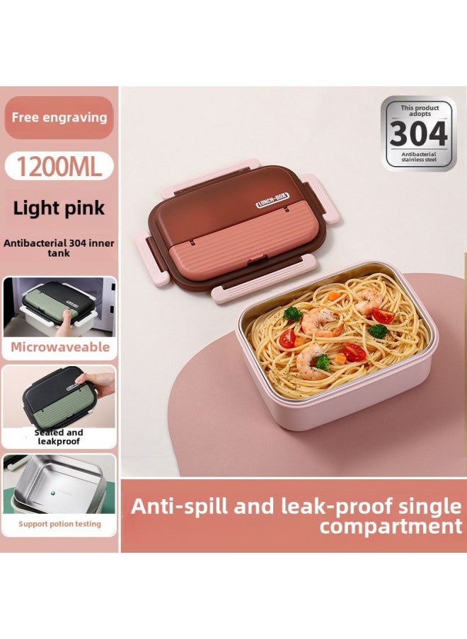 Generic Insulated Lunch Box For Office Workers 2024 Winter New Students Special Large-capacity Lunch Box Can Be Heated By Microwave Oven-Specifications:Light Pink-single Frame-1200ml (free Engraving)  - Image 1