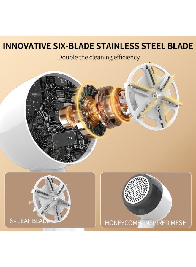 Fabric Shaver, Lint Remover Rechargeable, Electric Portable Sweater Defuzzer with 3 Speeds, 6 Leaf Blades, Digital LED Display to Remove Pilling for Clothes, Furniture, Sweater, Couch, Blanket - Image 4