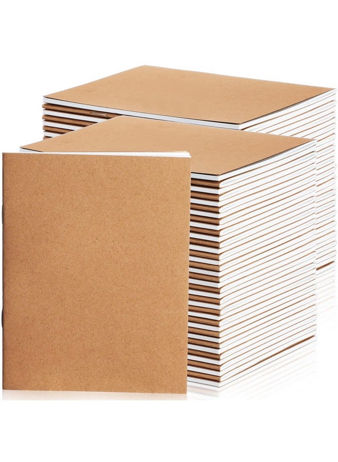 Epakh 100 Pack Mini Kraft Paper Notebook Unlined Pocket Kraft Notebook Blank Sketchbooks Travel Journal Notepad for Kids Classroom Students School Writing, 48 Pages, 24 Sheets,4.25 x 5.5 Inch (Brown) - Image 1