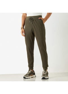 Iconic Iconic Solid Slim Fit Joggers with Drawstring Closure and Pockets  - Image 1