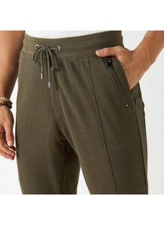 Iconic Iconic Solid Slim Fit Joggers with Drawstring Closure and Pockets  - Image 4