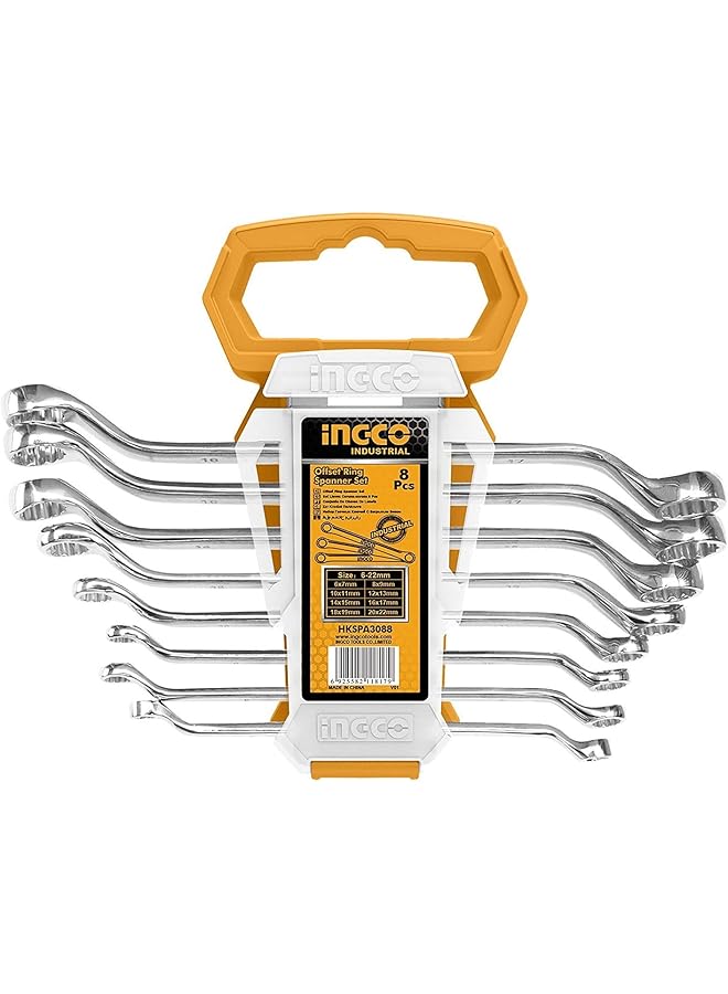 INGCO Hkspa3088 Offset Ring Spanner 8 Pieces Set 6 22 Mm Size