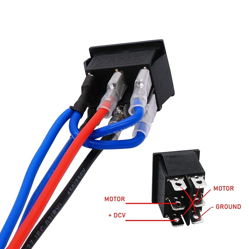 TWTADE Momentary Polarity Reverse Switch DC 12V 20A Motor Control 6 Pin 3 Position (ON)-Off-(ON) AC 110V-220V Black Boat Rocker Toggle Switch with Wire KCD2-223-JT - Image 4