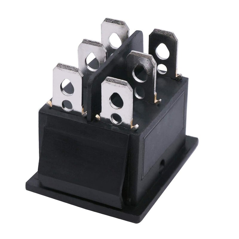 TWTADE Momentary Polarity Reverse Switch DC 12V 20A Motor Control 6 Pin 3 Position (ON)-Off-(ON) AC 110V-220V Black Boat Rocker Toggle Switch with Wire KCD2-223-JT - Image 3