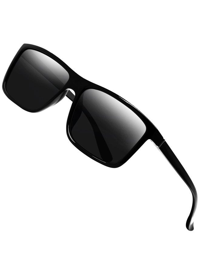Sinuoda Polarized Sunglasses for Men Driving Mens Sunglasses Rectangular Vintage Sun Glasses For Men/Women Black2, Grey Lens/Black2 Frame, One size - Image 1
