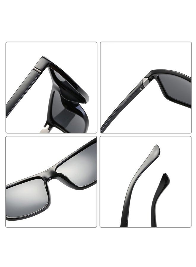 Sinuoda Polarized Sunglasses for Men Driving Mens Sunglasses Rectangular Vintage Sun Glasses For Men/Women Black2, Grey Lens/Black2 Frame, One size - Image 4