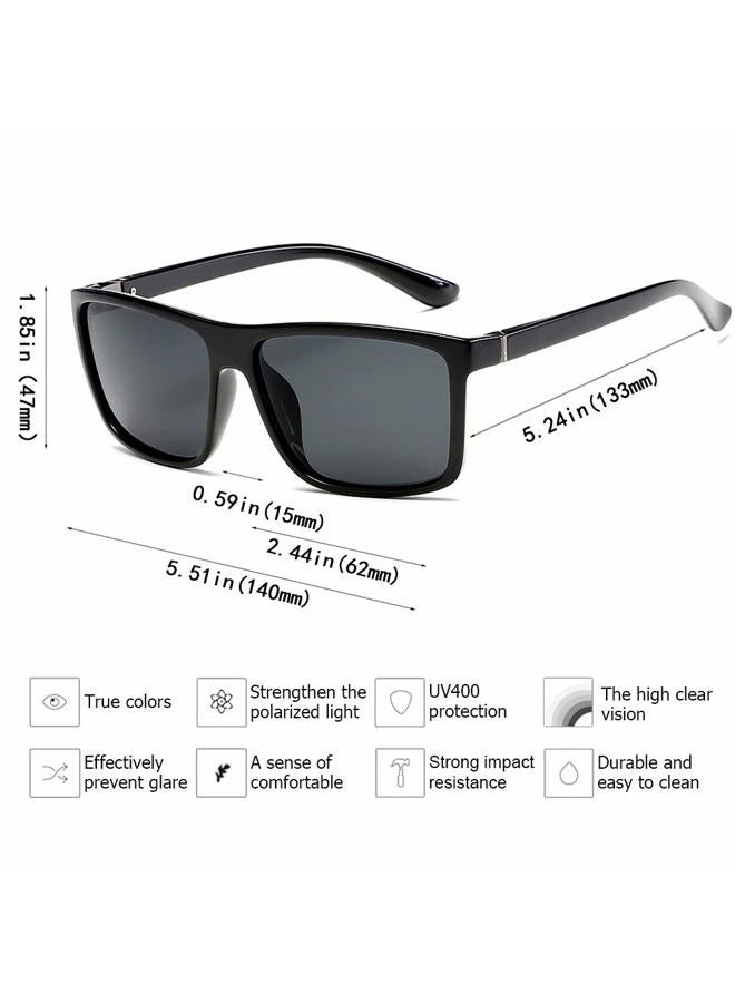 Sinuoda Polarized Sunglasses for Men Driving Mens Sunglasses Rectangular Vintage Sun Glasses For Men/Women Black2, Grey Lens/Black2 Frame, One size - Image 3