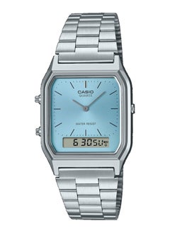 Vintage Unisex Retro Analog-Digital Blue Dial Stainless Steel Watch AQ-230A-2A1M