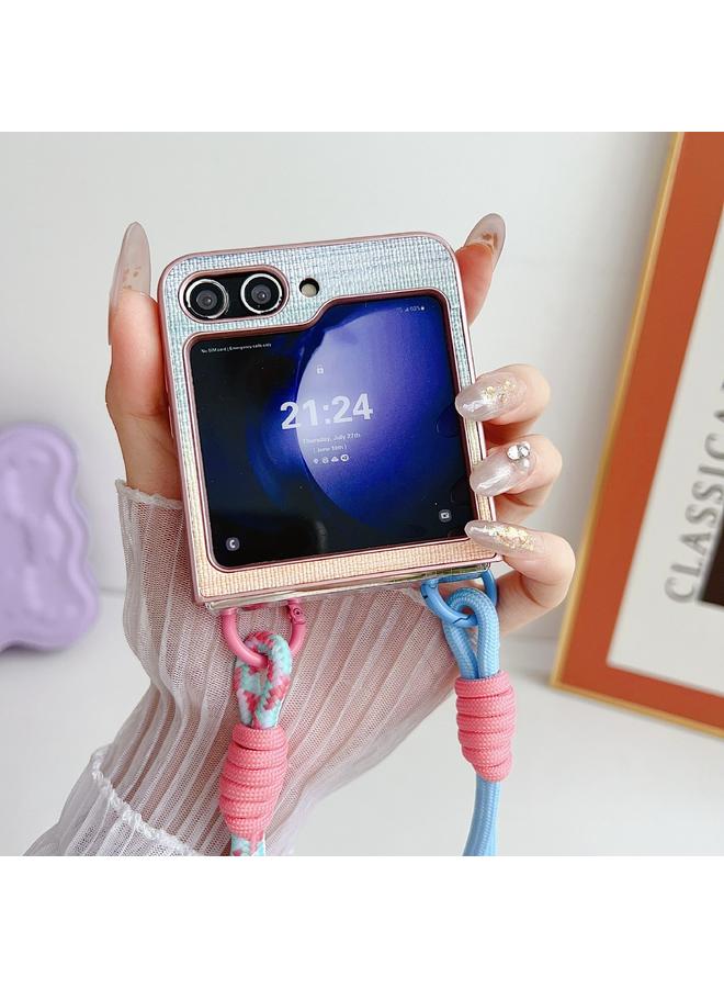 S-TOP Case For Samsung Galaxy Z Flip6 Illusory Color Leather Texture PC Phone Case with Color Strap - Image 3