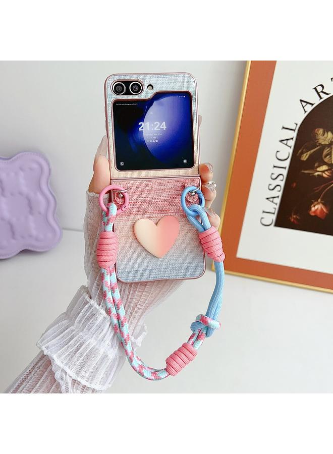 S-TOP Case For Samsung Galaxy Z Flip6 Illusory Color Leather Texture PC Phone Case with Color Strap - Image 2