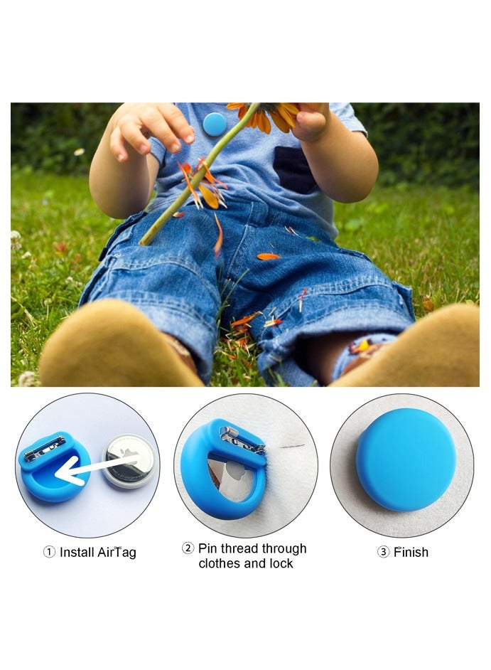 4 Pack Mini AirTag Holder for Kids, Silicone Hidden AirTag Holder with Safety Pin for Clothes, GPS Tracker Case Clip Compatible - Image 4