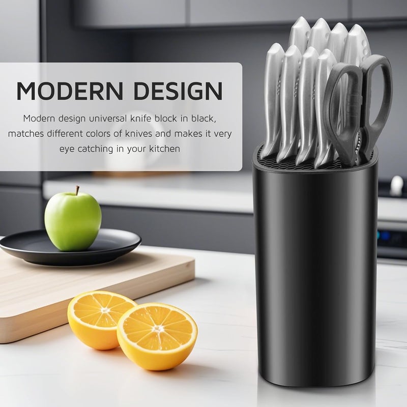 WELLSTAR Universal Knife Block Holder for Kitchen, Knife Stand without Knives, Safe Space Saver Large Volume Stable Knife Storage with Scissors Slot, Detachable for Easy Cleaning – Black - Image 3