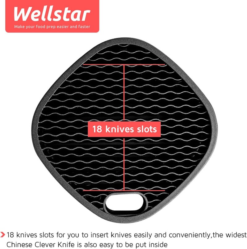 WELLSTAR Universal Knife Block Holder for Kitchen, Knife Stand without Knives, Safe Space Saver Large Volume Stable Knife Storage with Scissors Slot, Detachable for Easy Cleaning – Black - Image 4