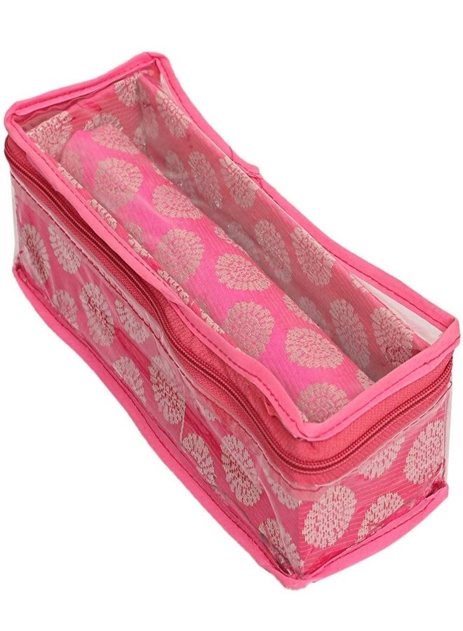 Ankit Traders Fancy Bangle Box Brocade Hardboard Bangle Box Bangle Organizer Box Jewellery Storage Box (Baby Pink - 1 Rod) - Image 3