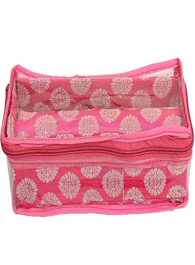 Ankit Traders Fancy Bangle Box Brocade Hardboard Bangle Box Bangle Organizer Box Jewellery Storage Box (Baby Pink - 1 Rod) - Image 2