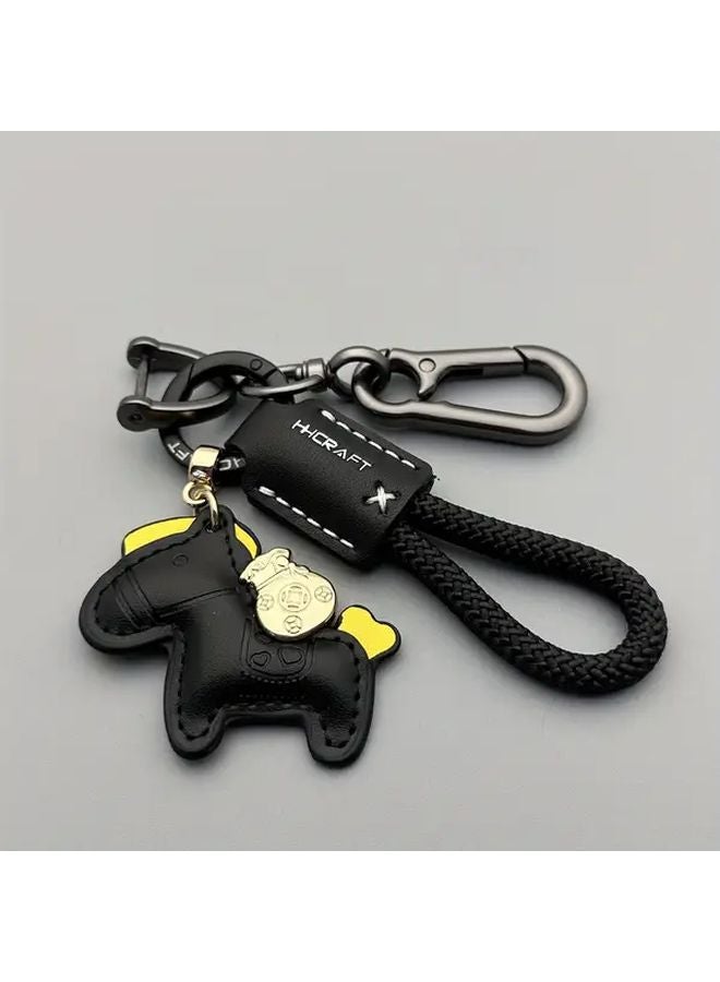Pink Pony Keychain Handmade Cowhide Car Key Pendant Couple Gift For Men And Women - Image 2