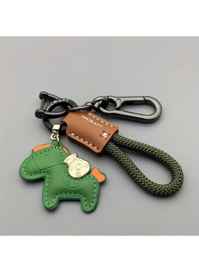 Pink Pony Keychain Handmade Cowhide Car Key Pendant Couple Gift For Men And Women - Image 3
