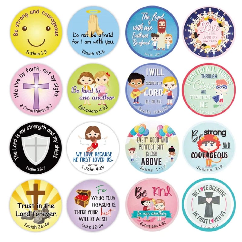 Storrianne Christian Bible Stickers for Kids1000Pcs 1 Inch Adhesive Jesus Stickers Christian Scripture Quotes for Church Activities Sunday School Supplies