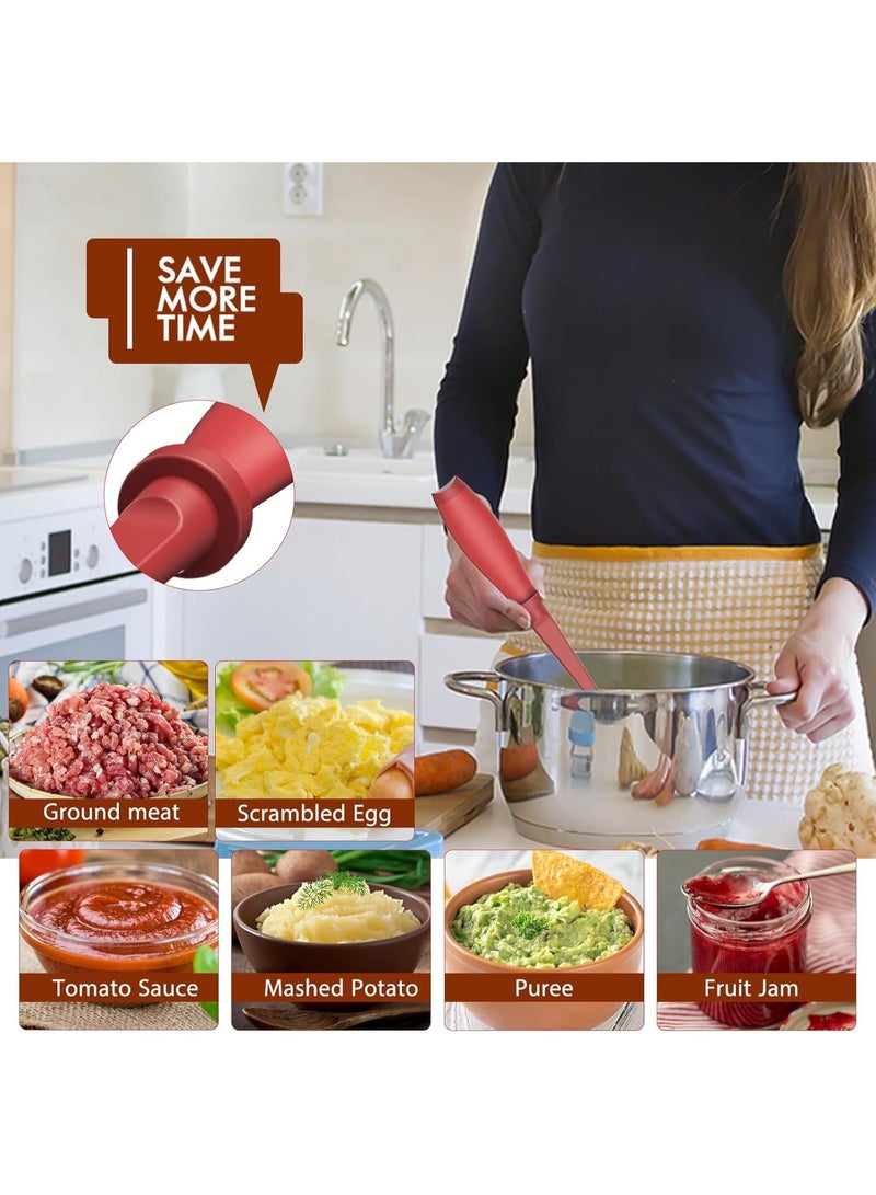 2Pack Meat Chopper,Heat Resistant Meat Masher for Hamburger Meat,Ground Beef Smasher,Nylon Chopper Utensil,Meat Ground,Non Stick Mix Chopper and Chop,Meat Masher Tool Gift（Red） - Image 5