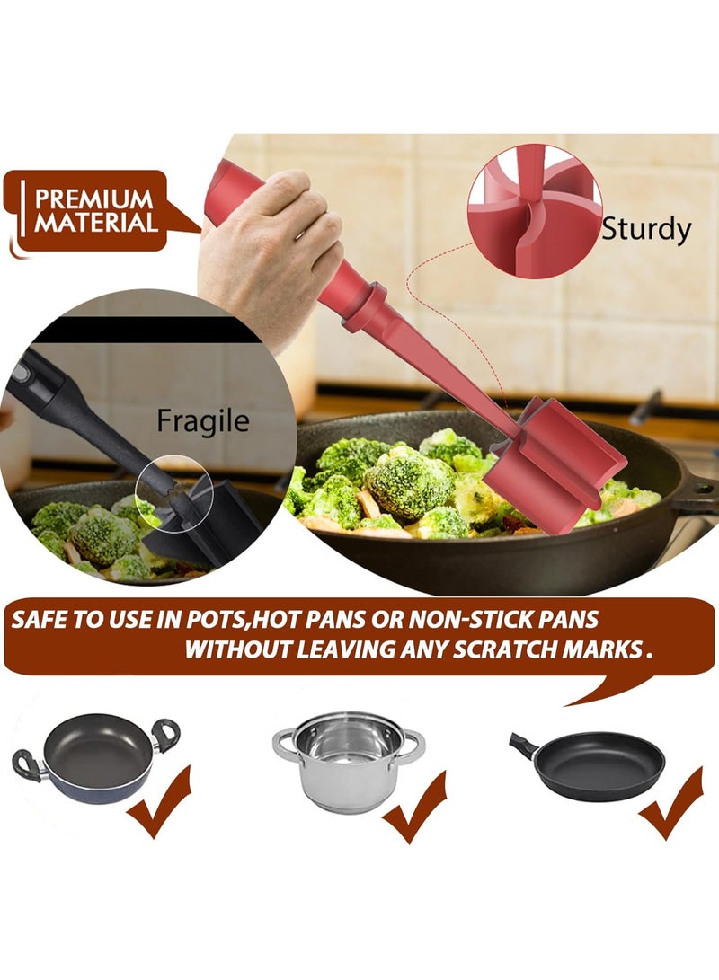 2Pack Meat Chopper,Heat Resistant Meat Masher for Hamburger Meat,Ground Beef Smasher,Nylon Chopper Utensil,Meat Ground,Non Stick Mix Chopper and Chop,Meat Masher Tool Gift（Red） - Image 4