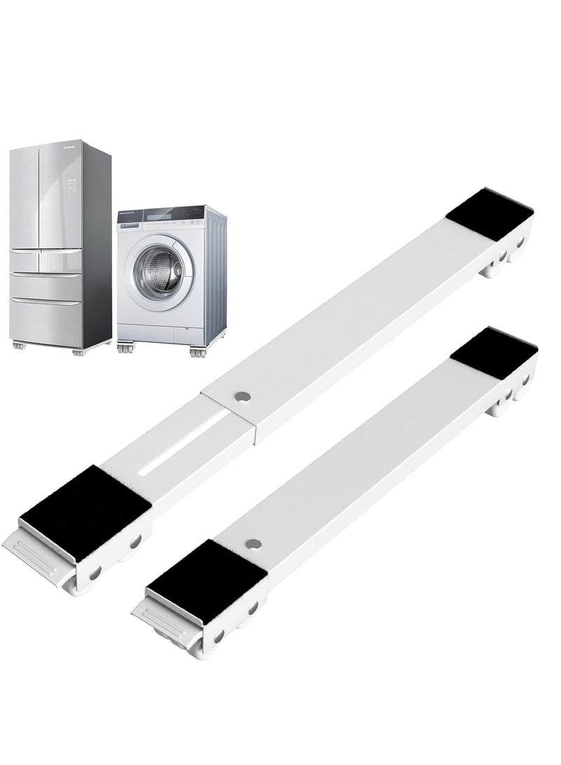 ELTRAZONE Movable Adjustable Washing Machine Base with Brake – Heavy-Duty Base for Washer, Dryer, Refrigerator, Supports Up to 300kg, White  - Image 1