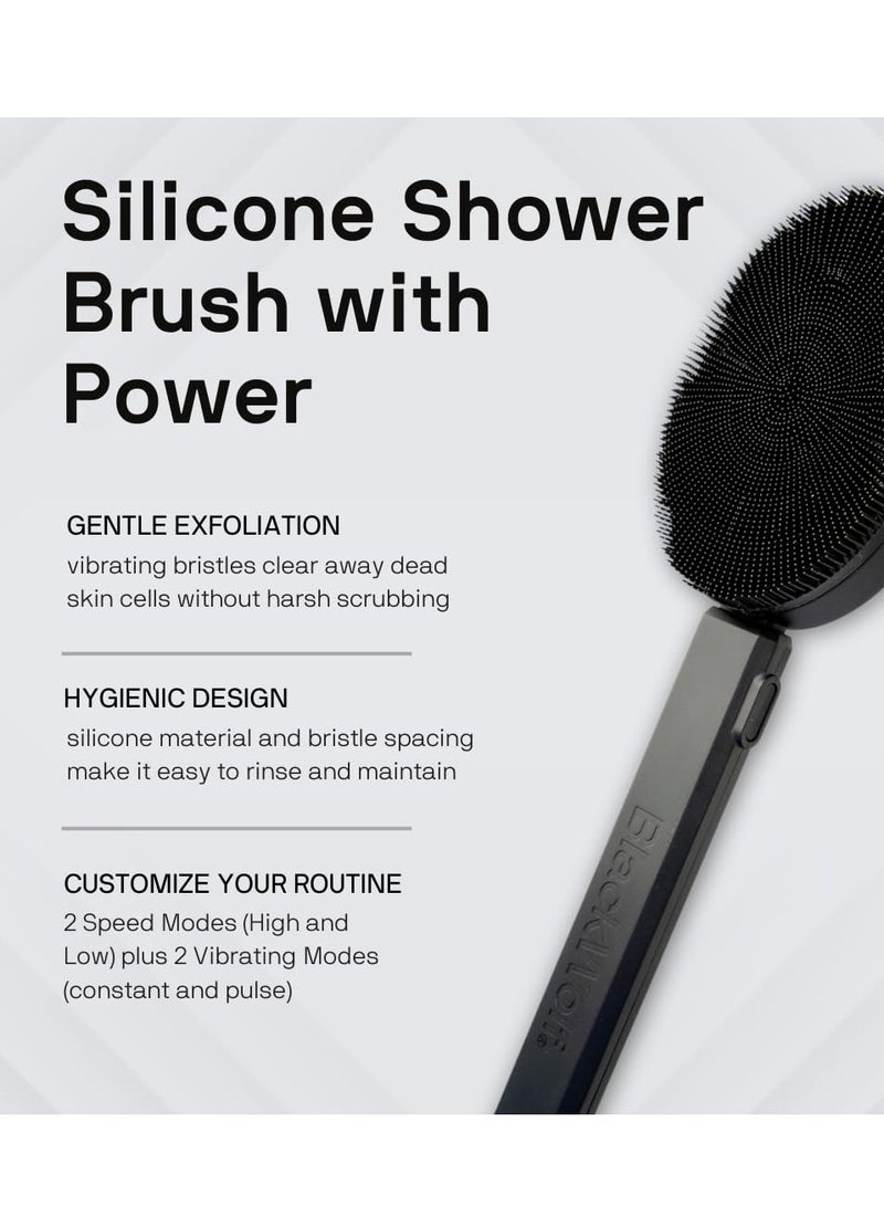Black Wolf Black Wolf Vibrating Face and Body Brush, Sonic Scrubber Pro - Water Resistant, 4 Settings, 2 Speeds & 2 Modes, Massage Brush with Charcoal Infused Silicone Bristles for Deep Clean - Image 2